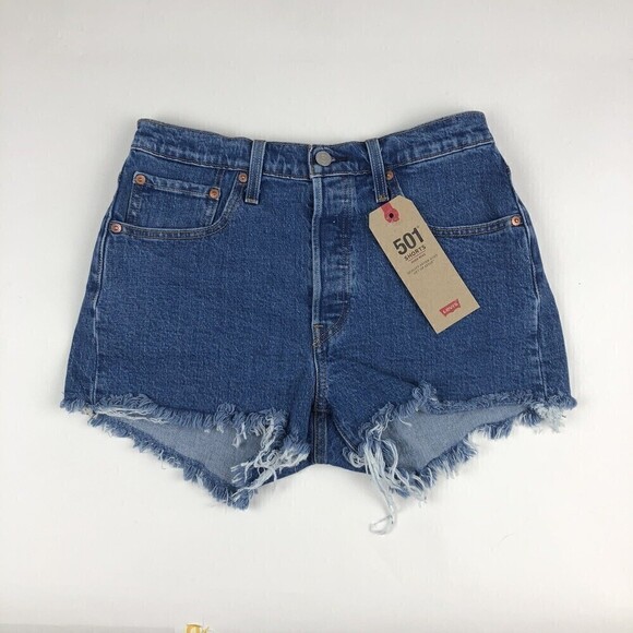 Levi's 501 jean shorts size 31 Denim Cutoff button Fly High Rise Jive Stone - Picture 11 of 12